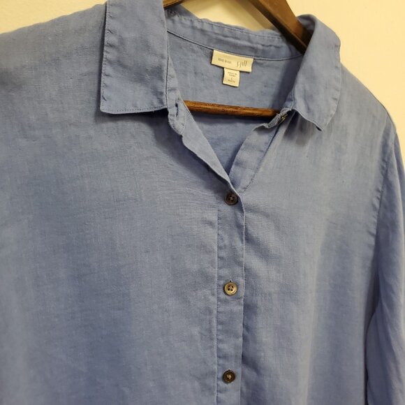 J Jill Love Linen Womens Button Up Top Size L Petite Beach Costal Sustainable - Picture 2 of 11